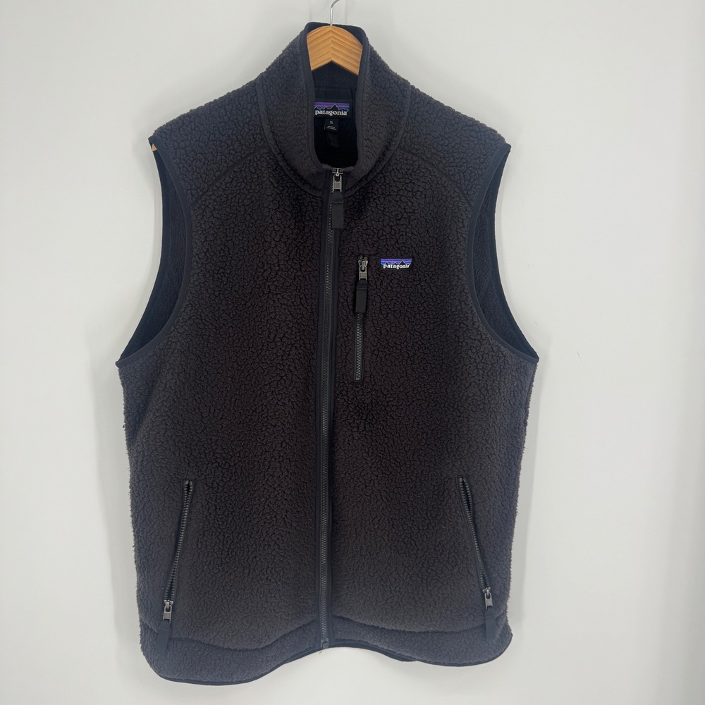 Patagonia Retro Pile Fleece Vest Mens XL Black Gorpcore Outdoor Layering Hiking